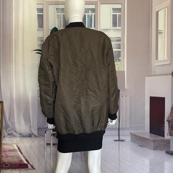 Zara Basic Outterwear Bomber Style Army Green Oversized Jacket. Size L B14 - Picture 5 of 8